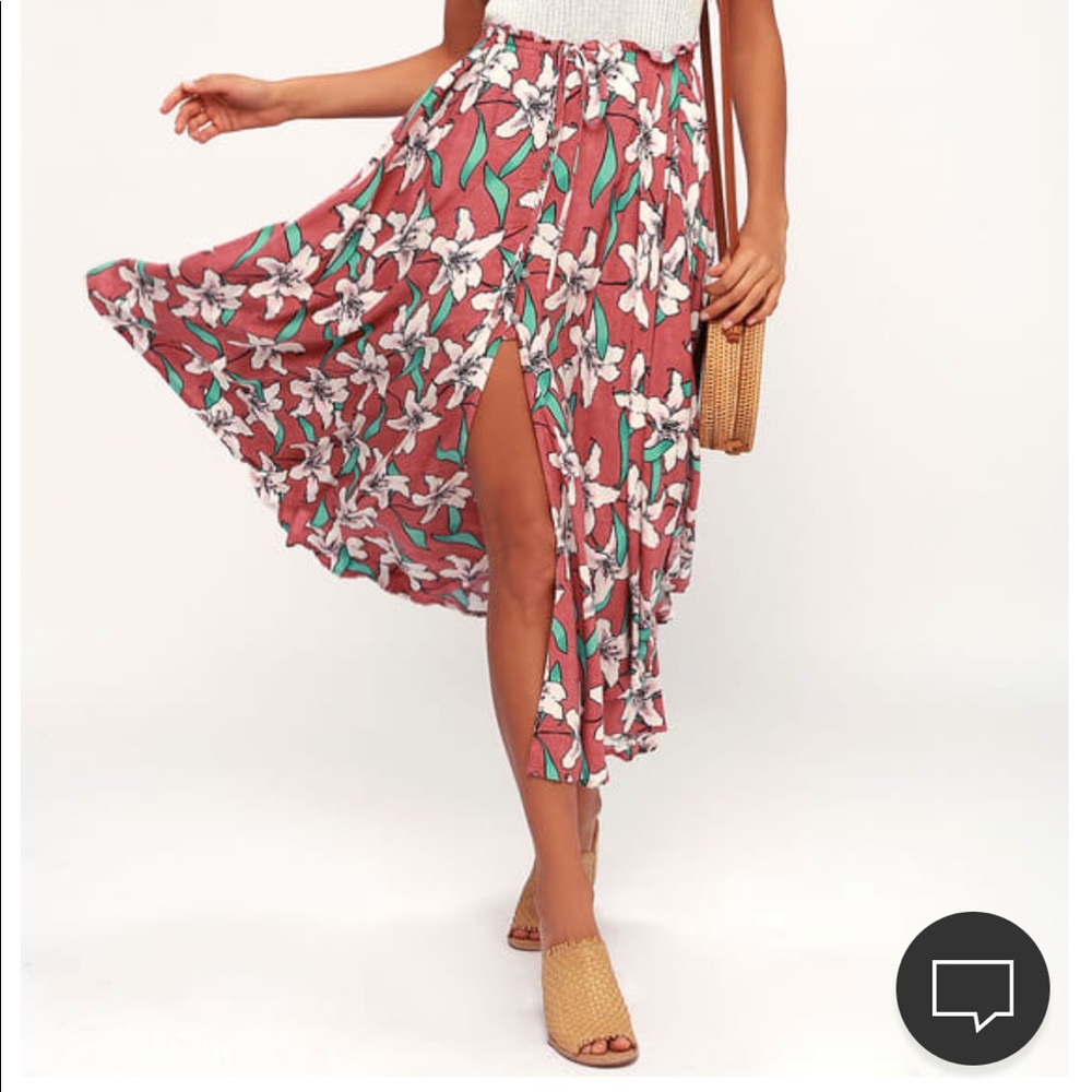 Lulu’s Rusty Rose Floral Print Maxi Skirt